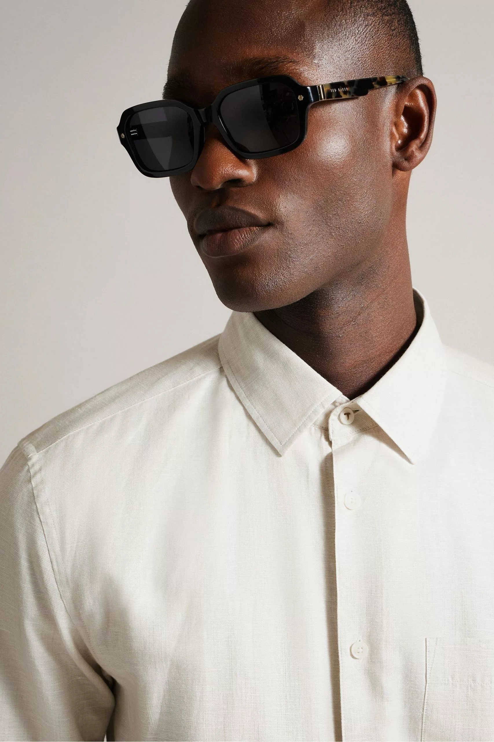 Ted Baker Cream Kingwel Long Sleeve Linen Shirt - Image 4