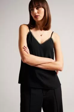 Ted Baker Andreno Black Strappy Cami With Rouleaux Trims