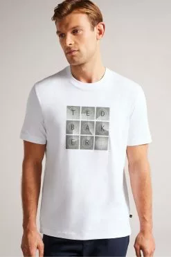 Ted Baker Farow White Short Sleeved Regular Fit Branded T-Shirt