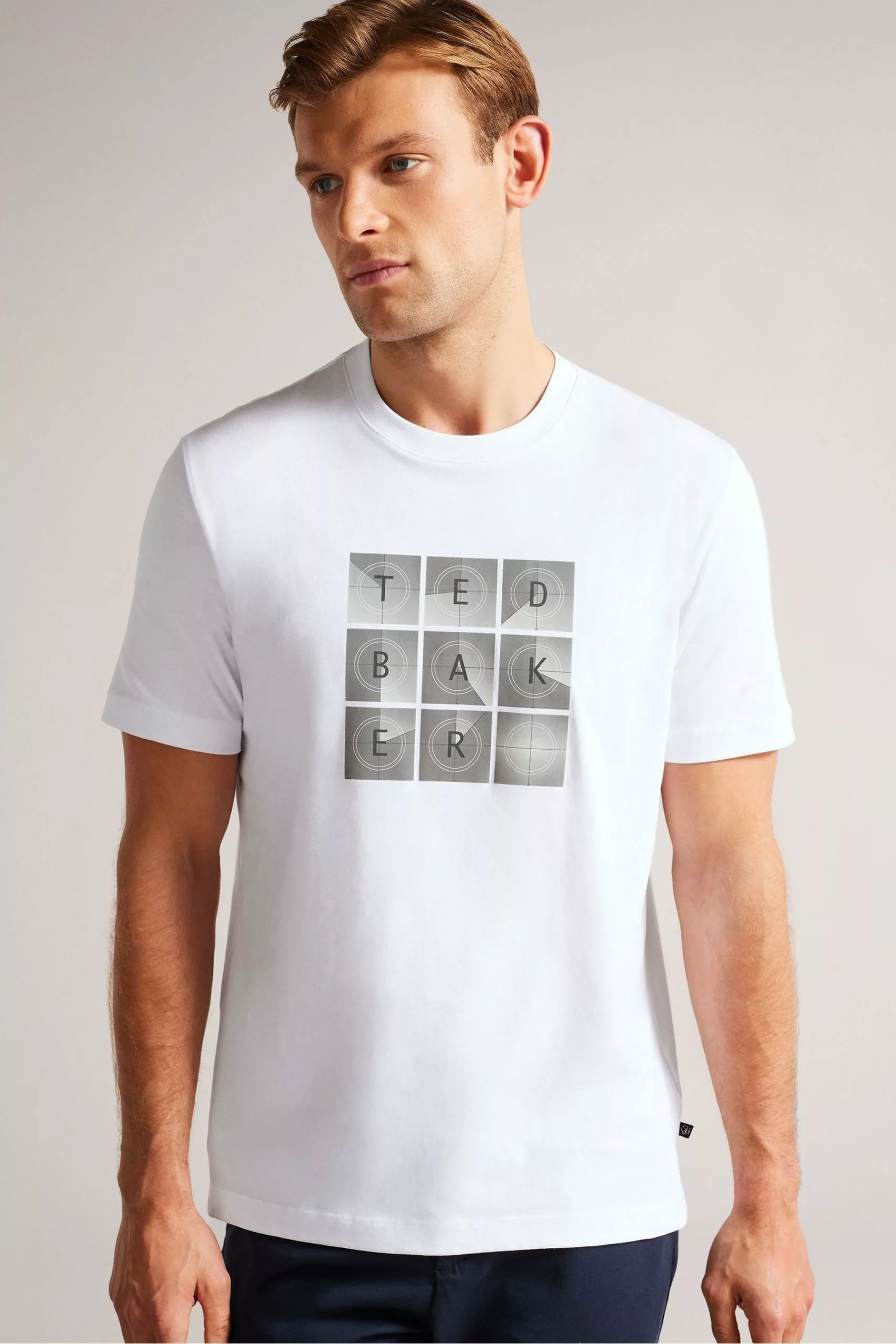 Ted Baker Farow White Short Sleeved Regular Fit Branded T-Shirt