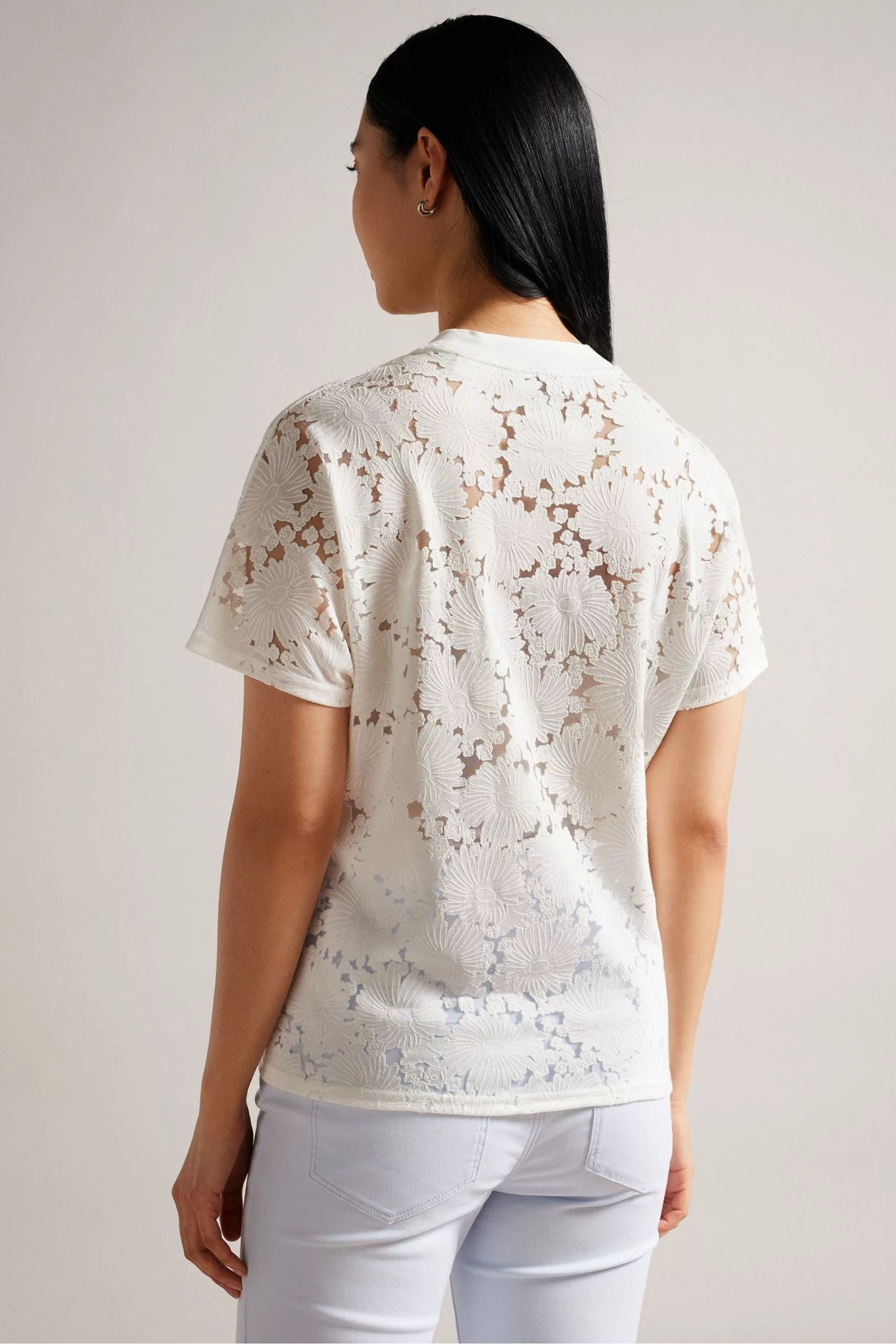 Ted Baker Maralo White Relaxed T-Shirt With Grown On Sleeve - Image 2