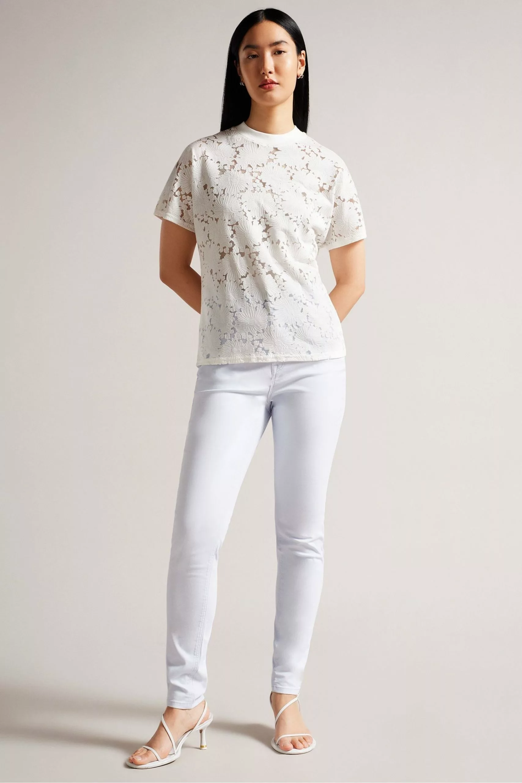 Ted Baker Maralo White Relaxed T-Shirt With Grown On Sleeve - Image 3