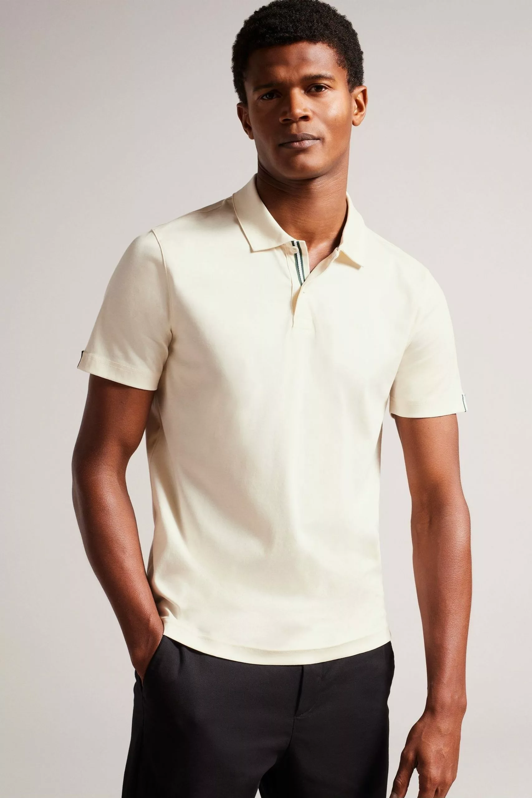 Ted Baker Zeiter Ecru Cream Short Sleeved Slim Soft Touch Polo Shirt