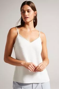 Ted Baker Andreno White Strappy Cami With Rouleaux Trims