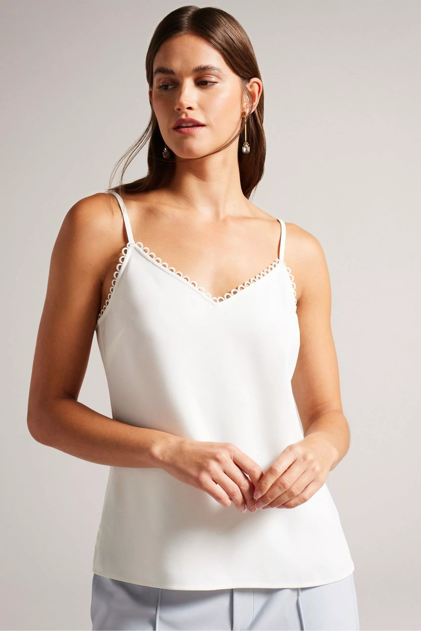Ted Baker Andreno White Strappy Cami With Rouleaux Trims
