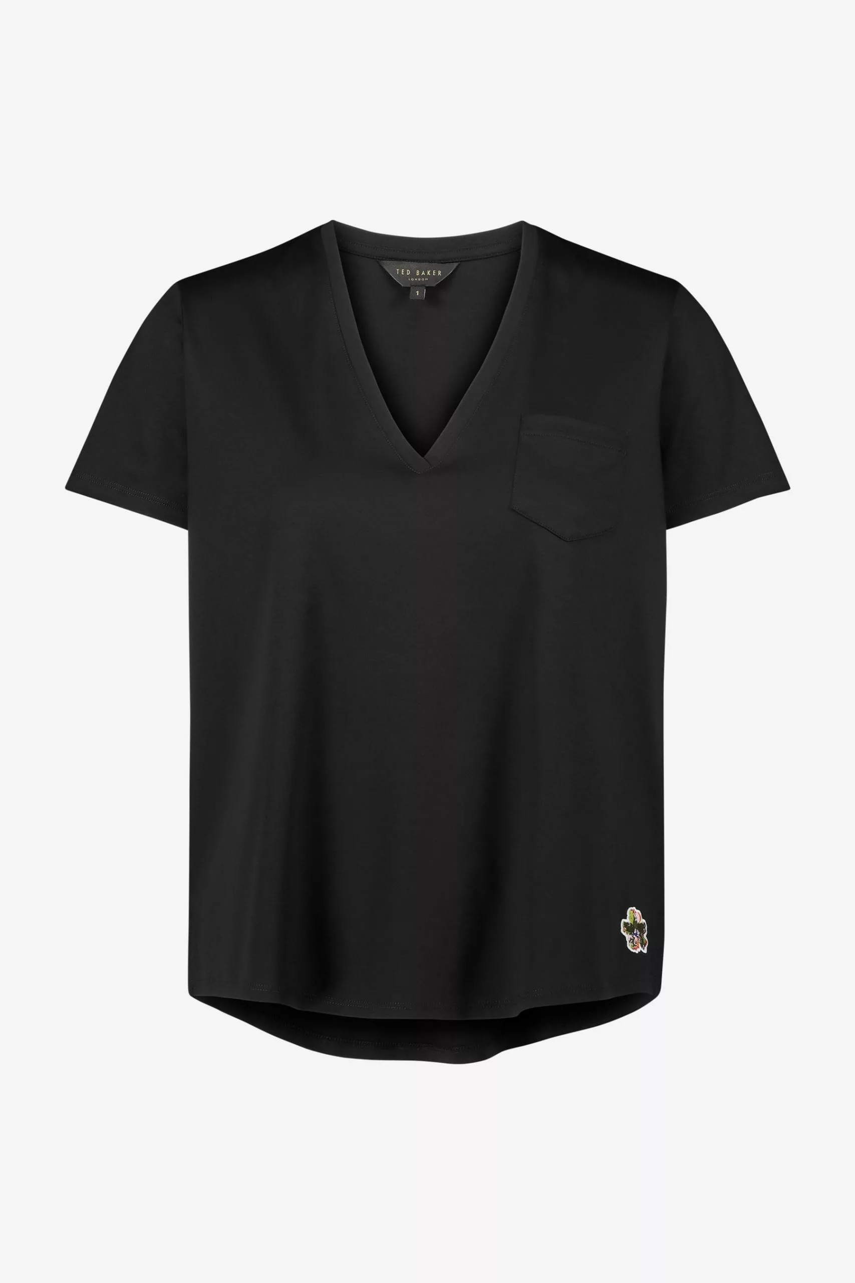 Ted Baker Black Lovage Easy Fit V-Neck T-Shirt - Image 5