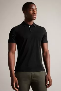 Ted Baker Zeiter Short Sleeved Slim Soft Touch Black Polo Shirt
