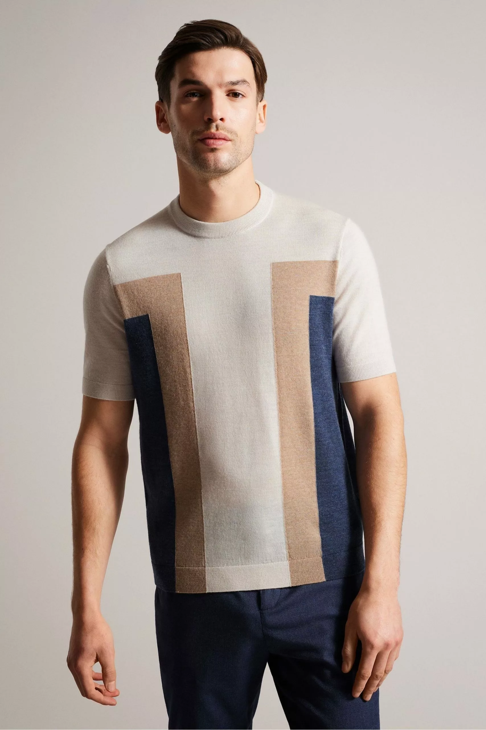 Ted Baker Cream Navia Short Sleeved Knitted T-Shirt