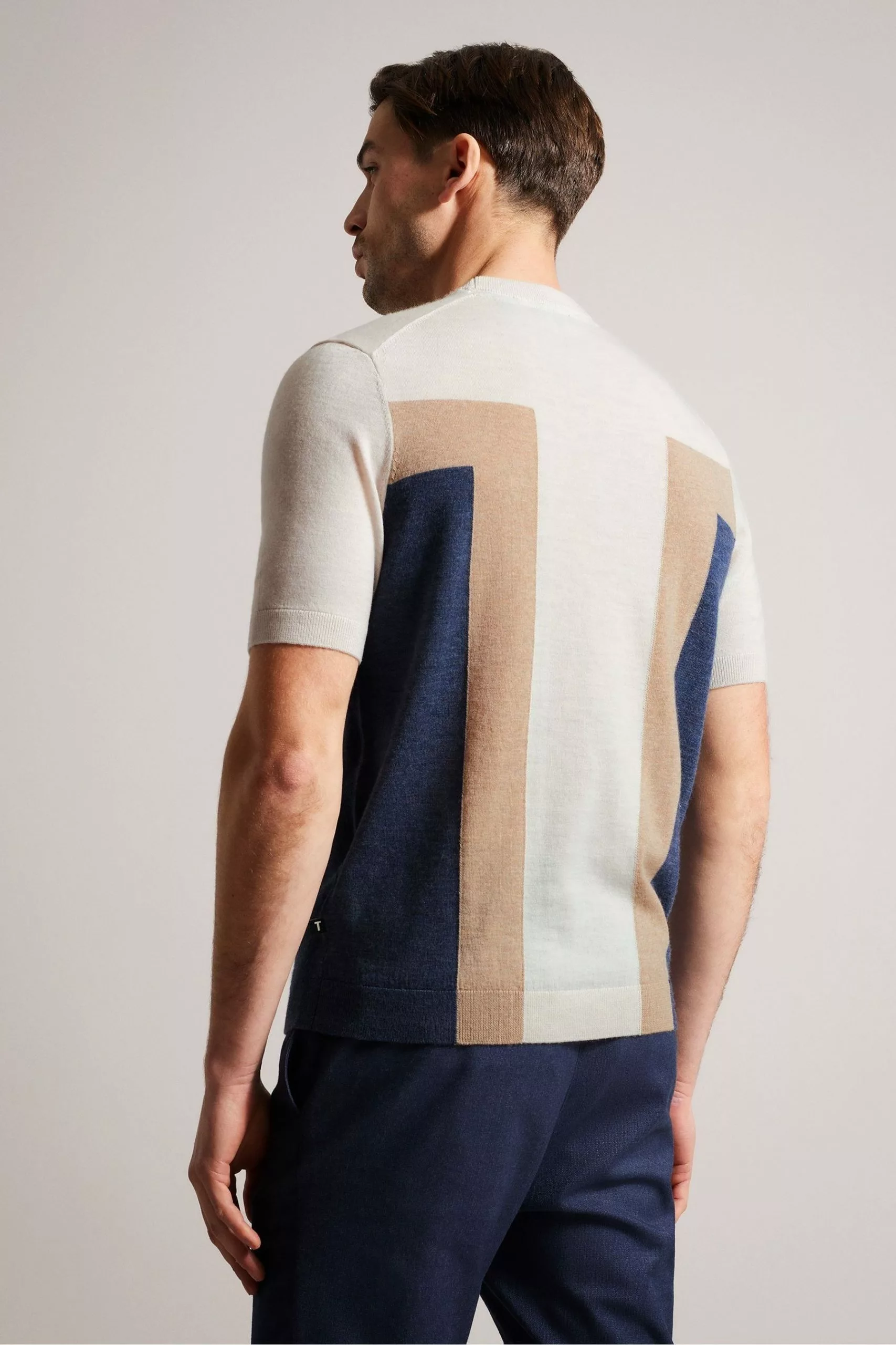 Ted Baker Cream Navia Short Sleeved Knitted T-Shirt - Image 2