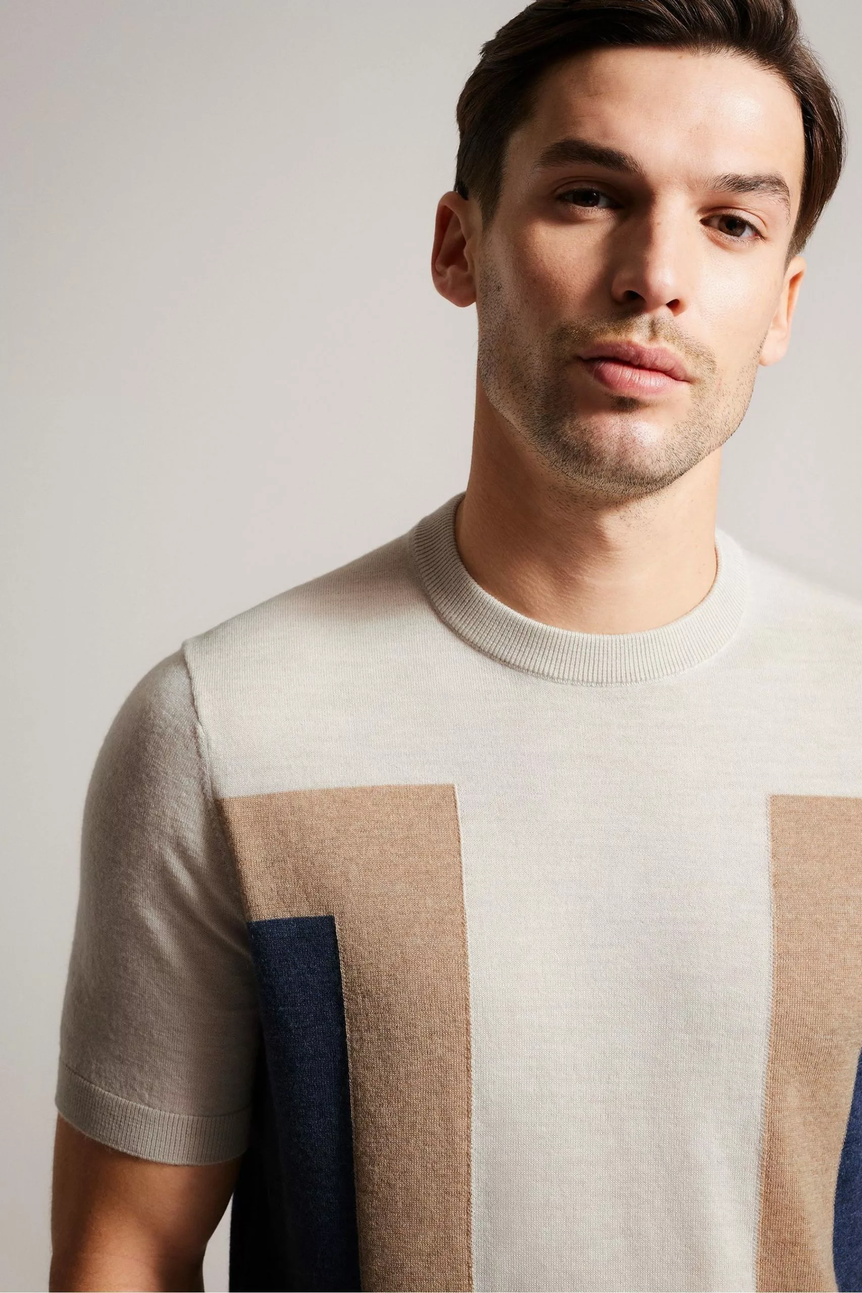 Ted Baker Cream Navia Short Sleeved Knitted T-Shirt - Image 4