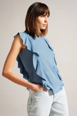 Ted Baker Blue Kathley Frill Linen Vest