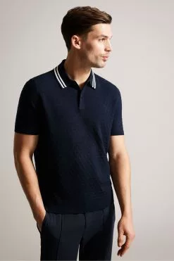Ted Baker Blue Mahana Navy Short Sleeve Regular T Stitched Polo Shirt
