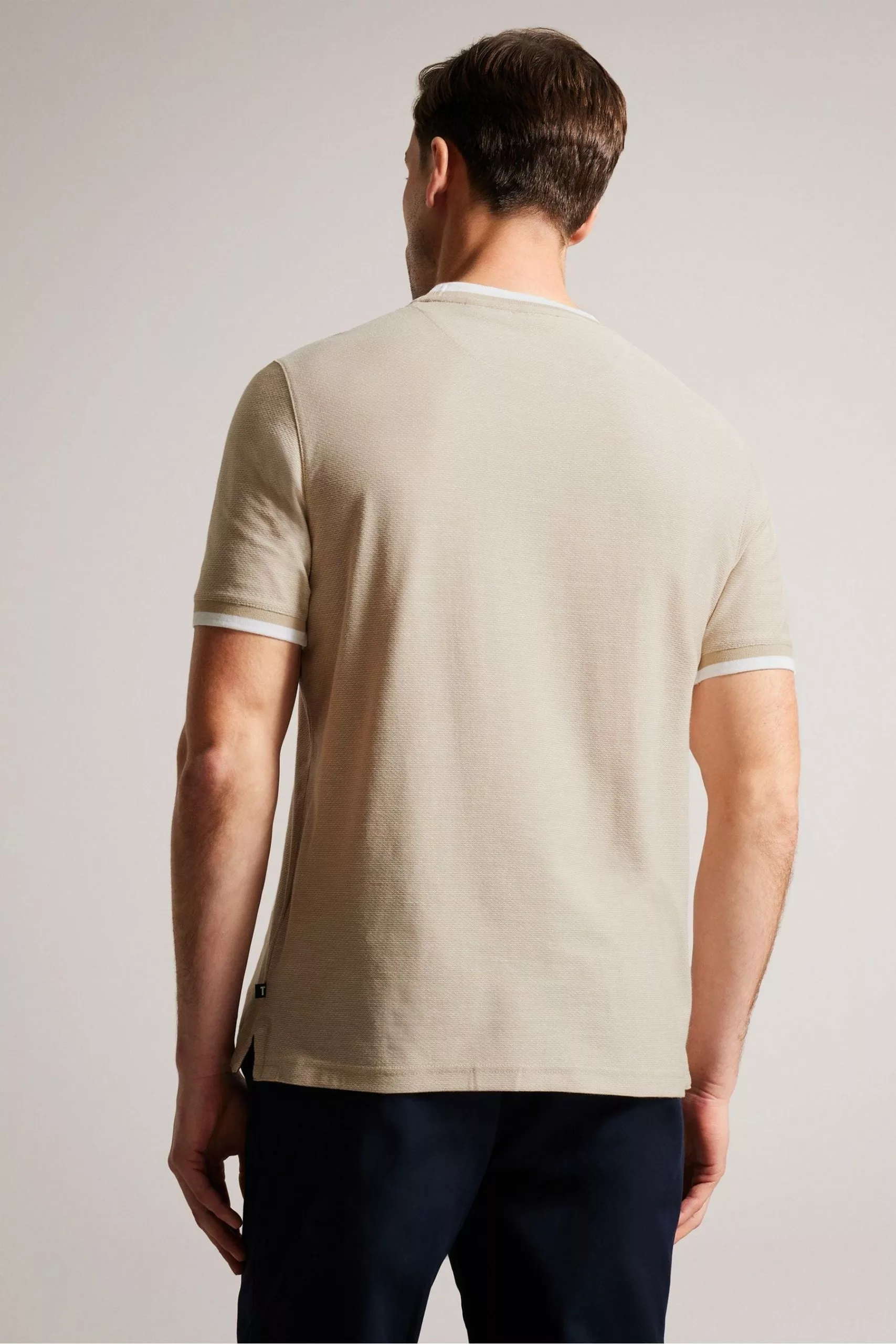 Ted Baker Bowker Brown Short Sleeve Regular Fit Textured T-Shirt - Image 2