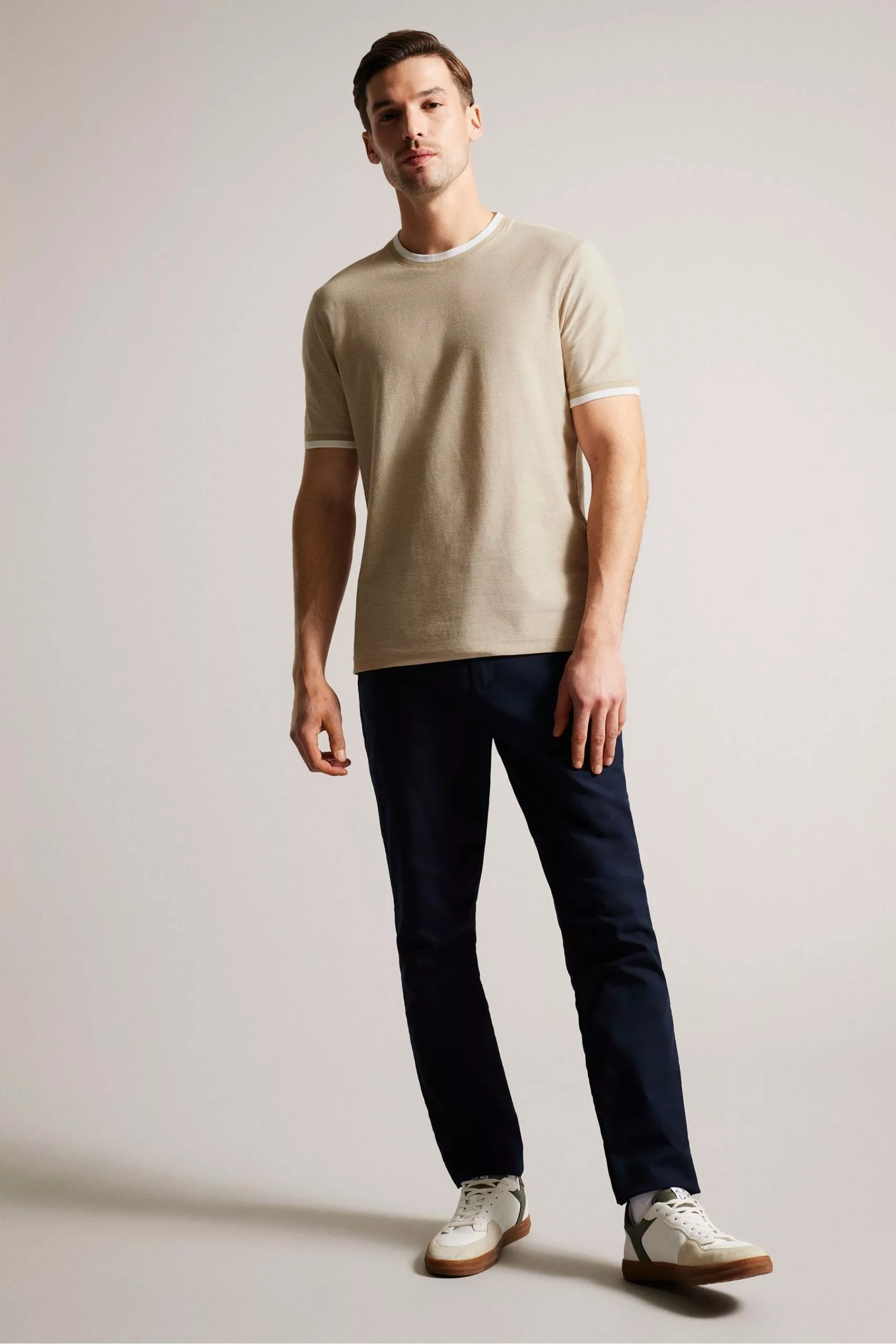 Ted Baker Bowker Brown Short Sleeve Regular Fit Textured T-Shirt - Image 3