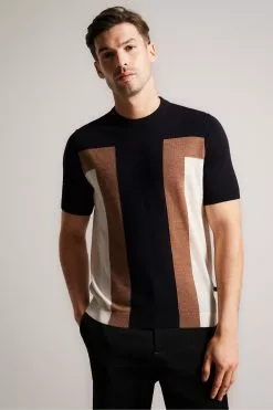 Ted Baker Blue Navia Short Sleeved Knitted T-Shirt