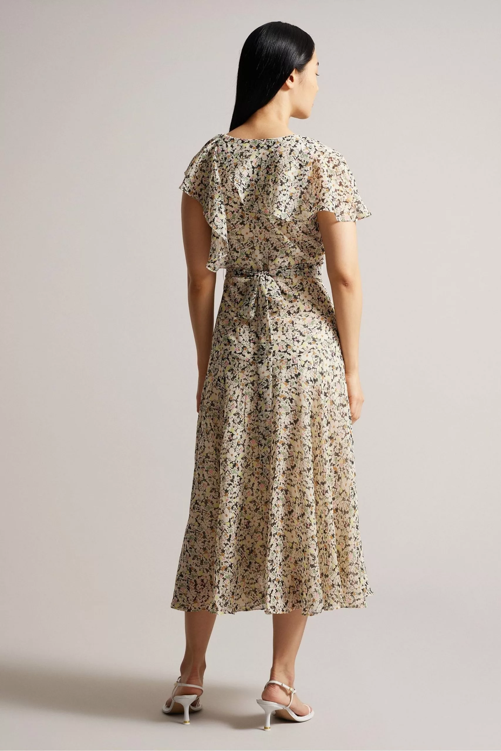 Ted Baker Pink Taliar Midi Tea Dress With Circular Cut Ruffles - Image 2