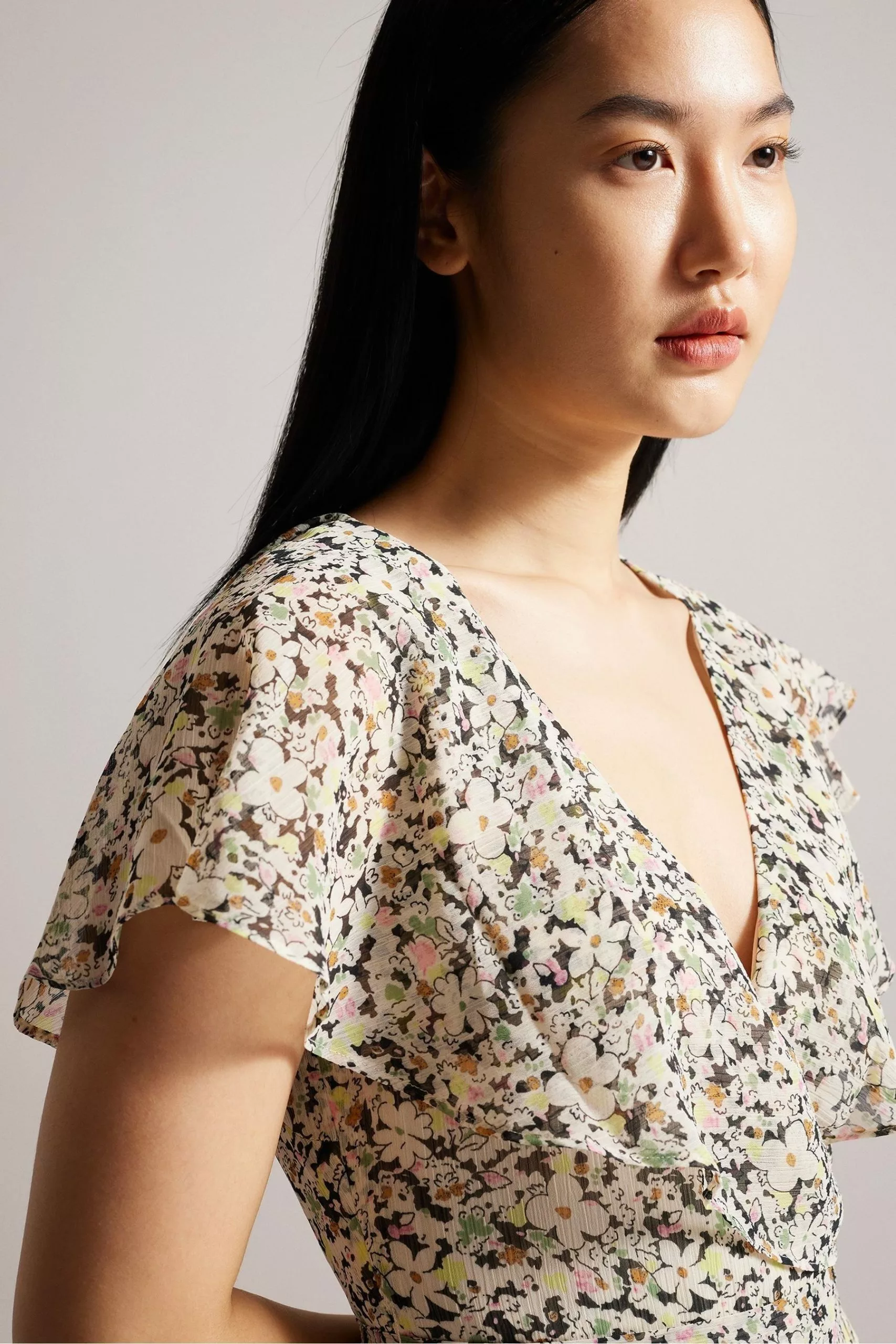 Ted Baker Pink Taliar Midi Tea Dress With Circular Cut Ruffles - Image 4