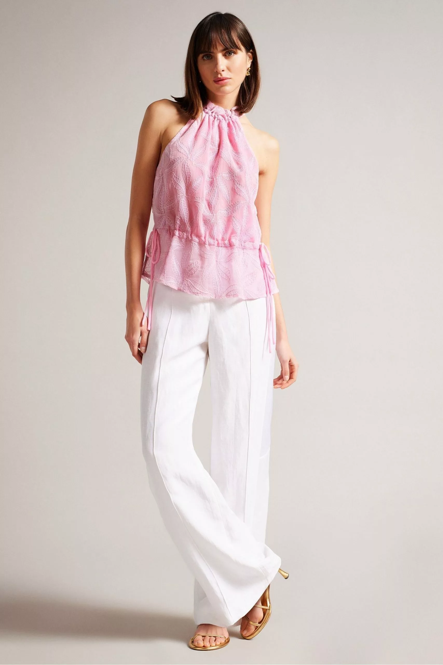 Ted Baker Purple Ivieey Drawstring Waist Halterneck Top - Image 3