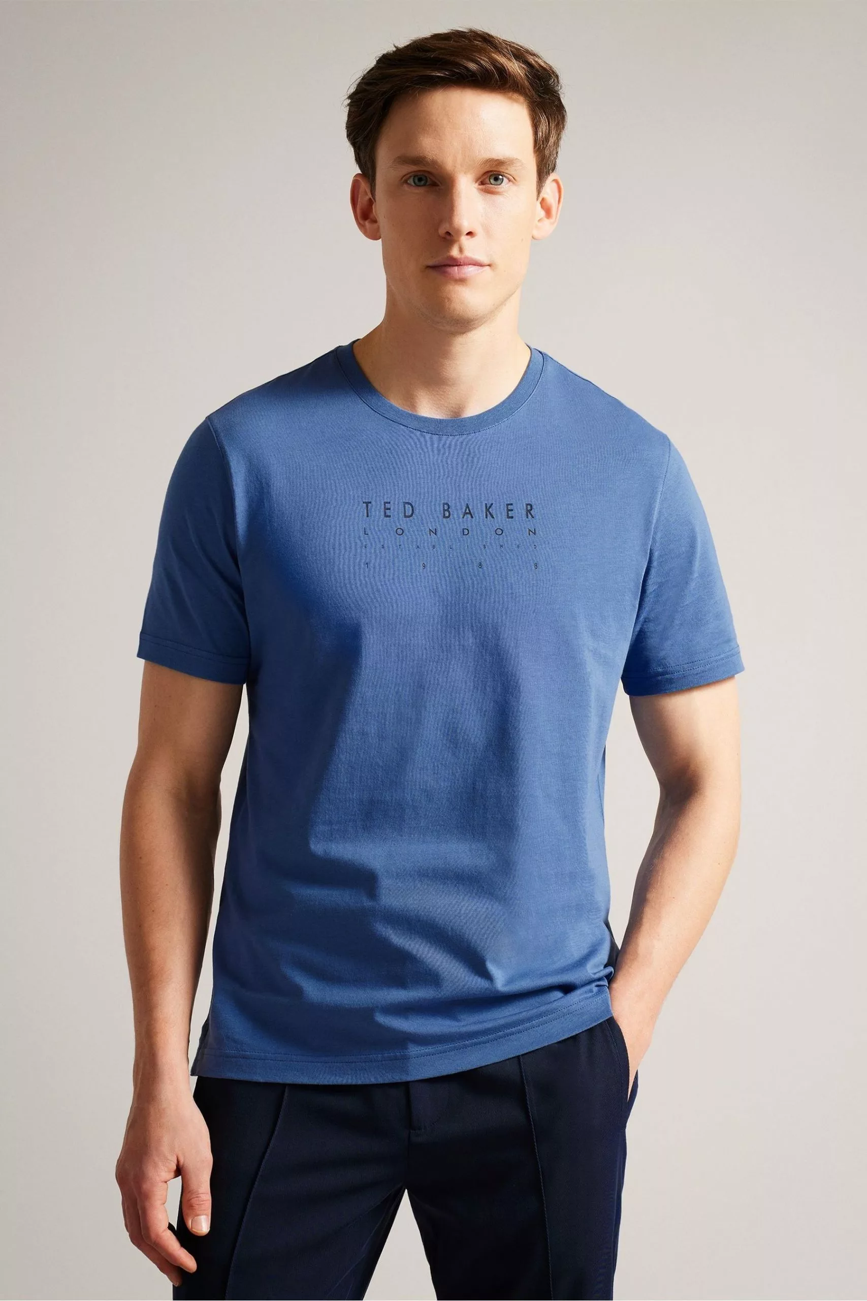 Ted Baker Alisbur Short Sleeved Branded Blue T-Shirt