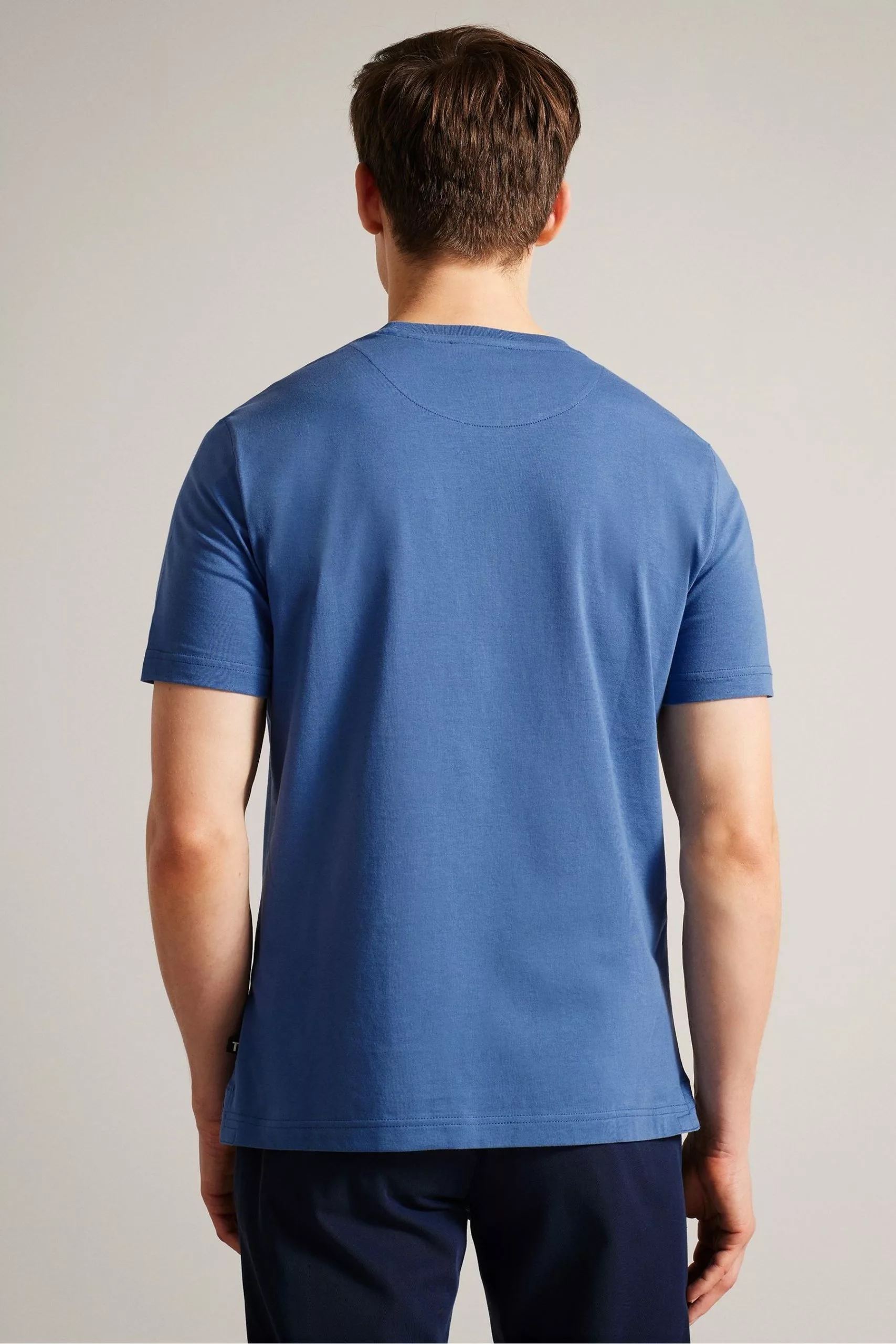 Ted Baker Alisbur Short Sleeved Branded Blue T-Shirt - Image 2