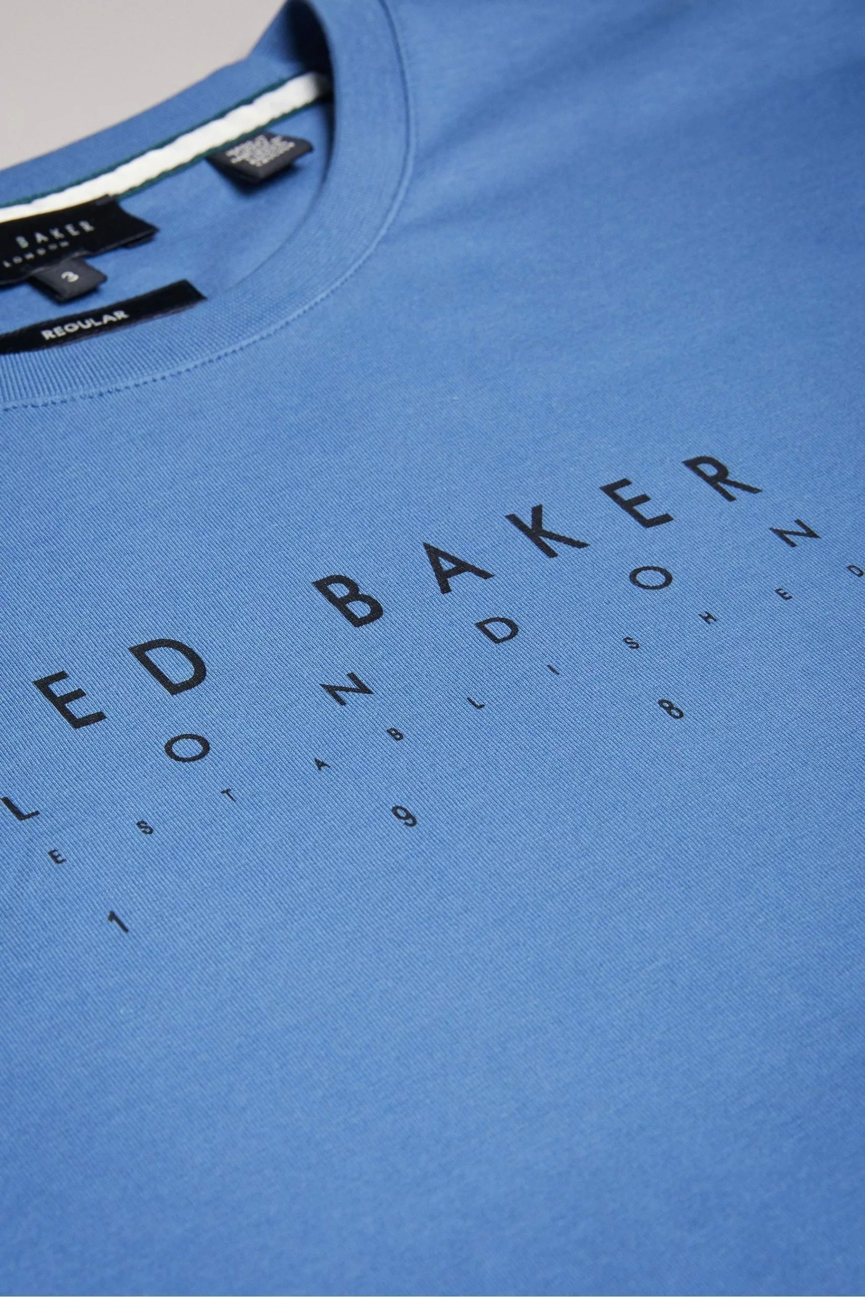 Ted Baker Alisbur Short Sleeved Branded Blue T-Shirt - Image 5