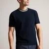 Ted Baker Navy Blue Hanam Short Sleeved Regular T-Stitched T-Shirt