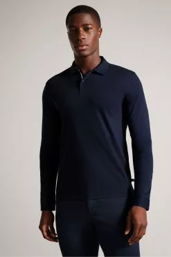 Ted Baker Blue Toler Long Sleeved Slim Soft Touch Polo Shirt