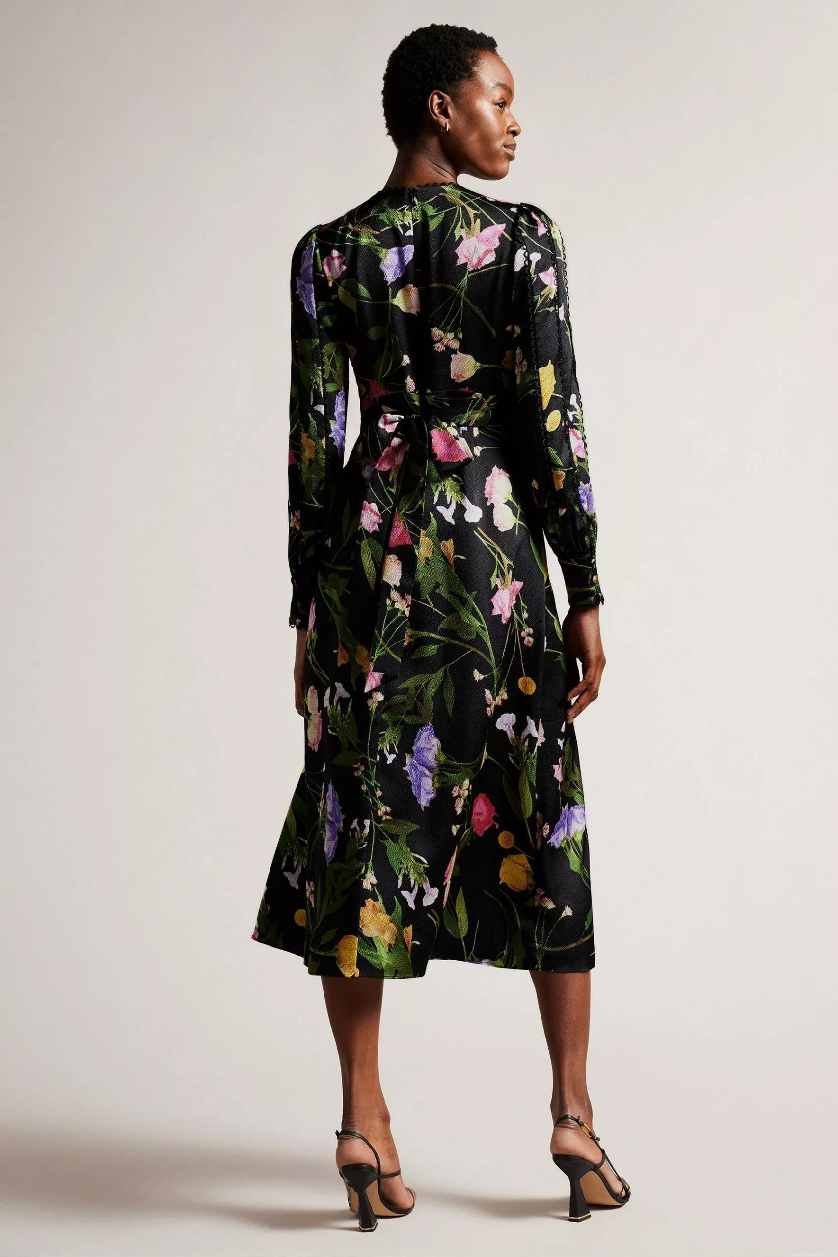 Ted Baker Arianya Blouson Sleeve Black Midi Dress - Image 2