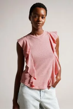 Ted Baker Pink Kathley Frill Linen Vest