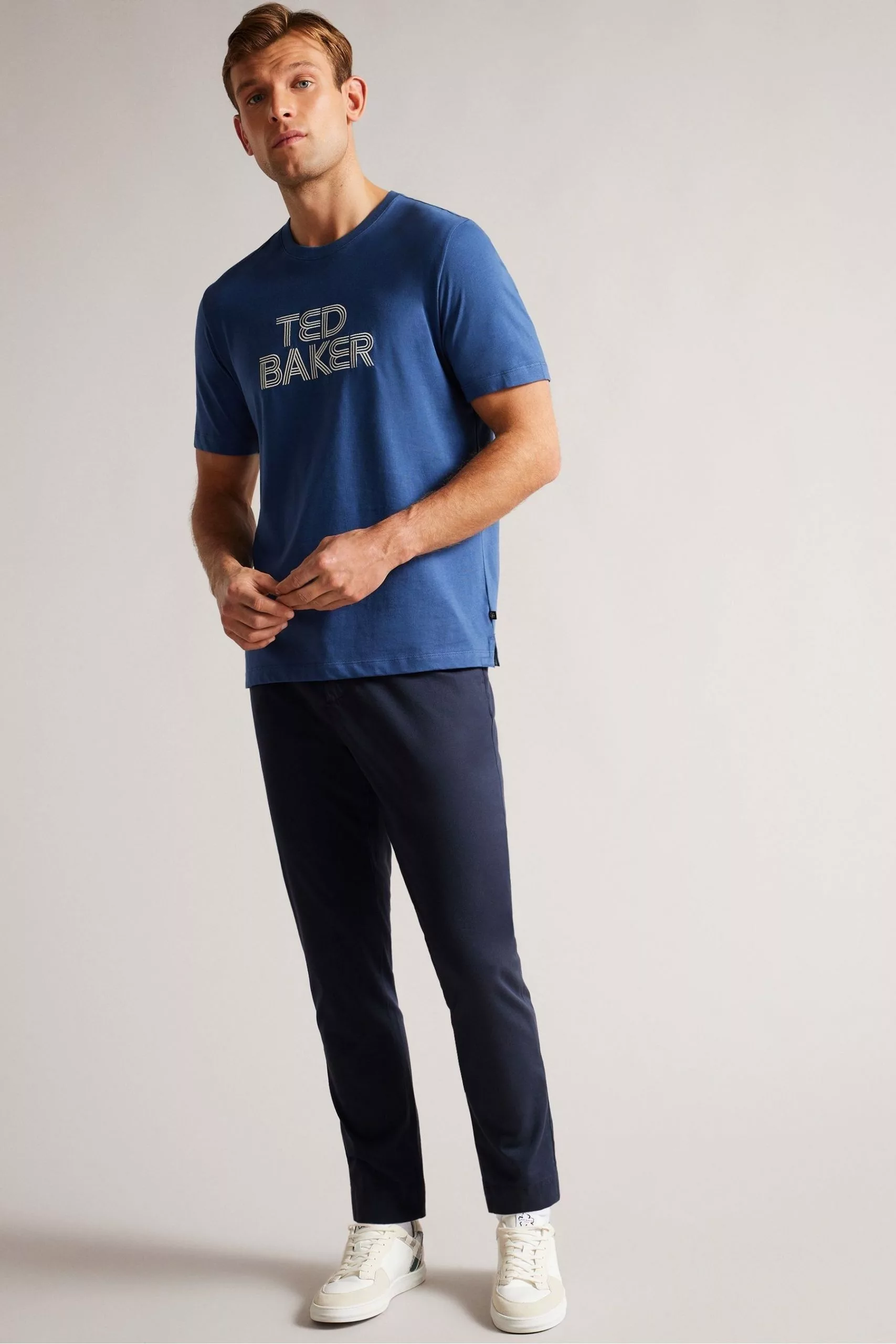 Ted Baker Blue Kenedy Short Sleeved Regular Fit Branded T-Shirt - Image 3
