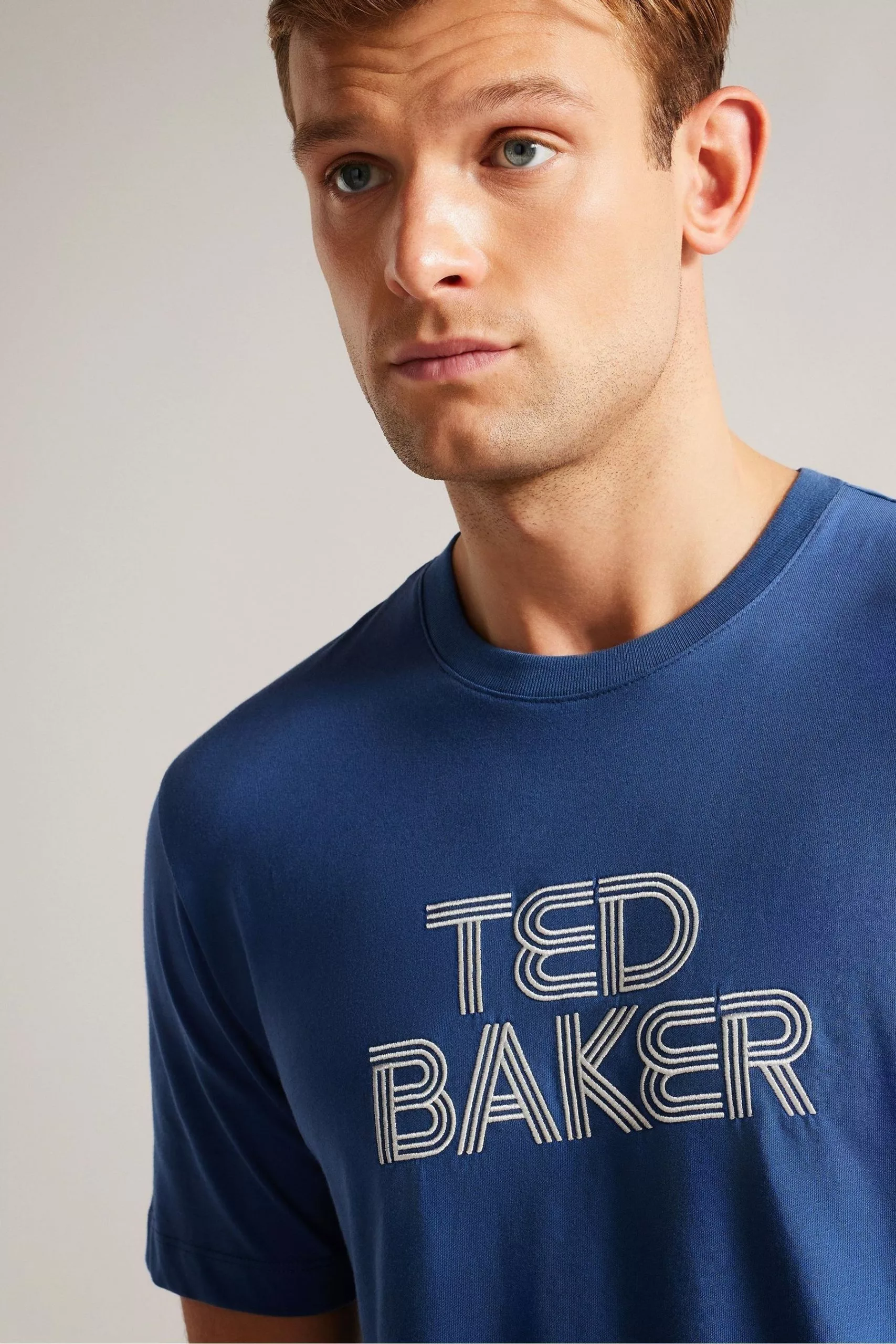 Ted Baker Blue Kenedy Short Sleeved Regular Fit Branded T-Shirt - Image 4