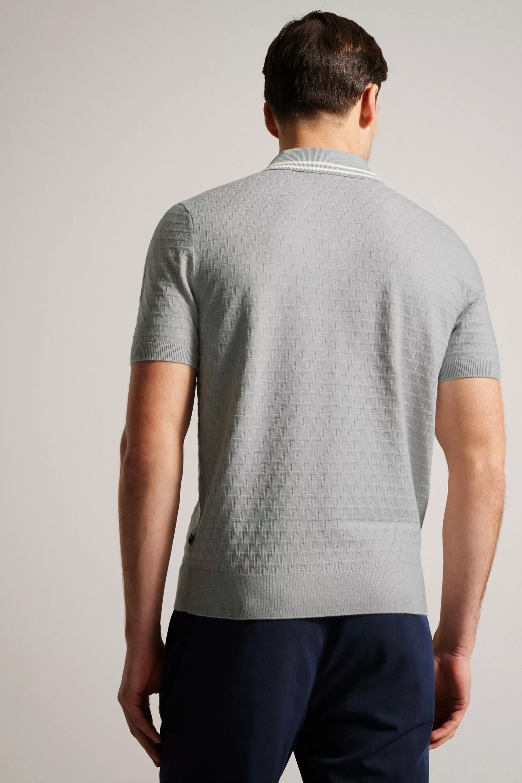Ted Baker Mahana Light Grey Ss Regular T Stitched Polo Shirt - Image 2