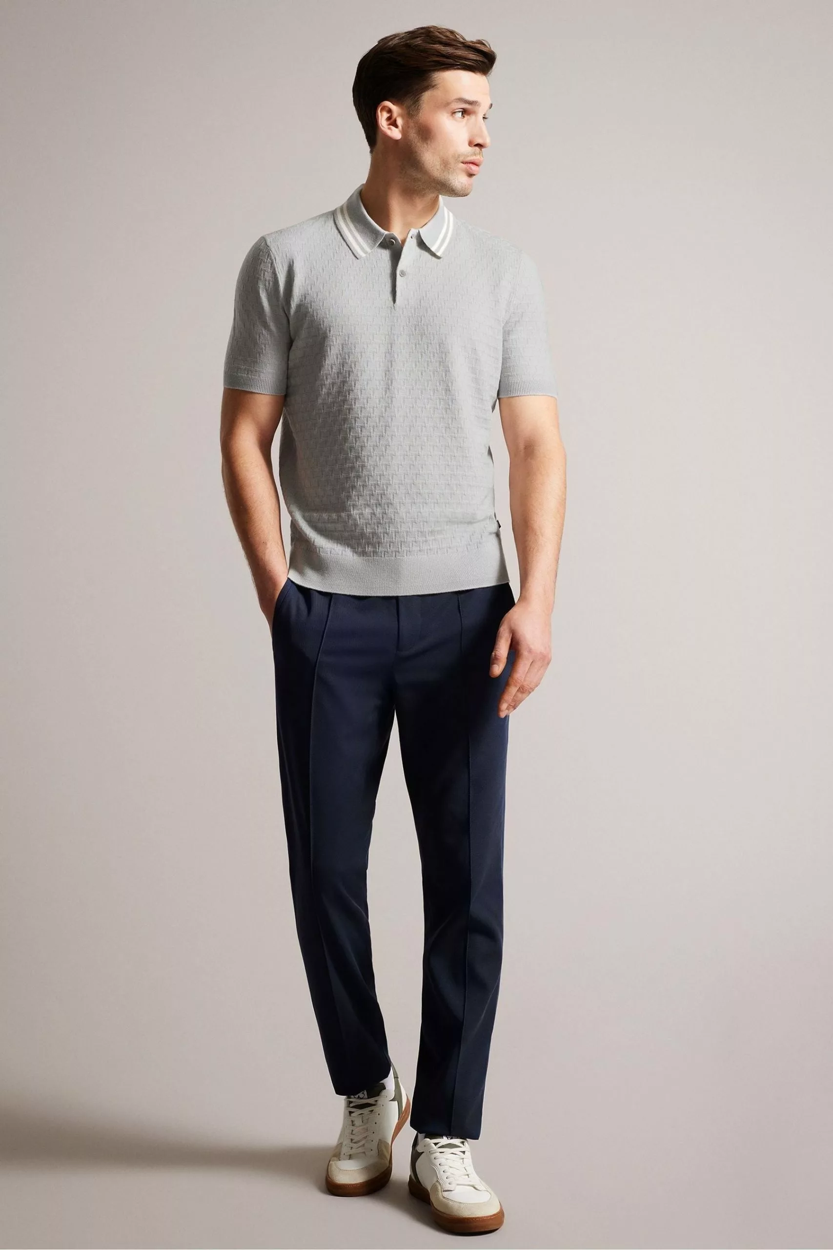 Ted Baker Mahana Light Grey Ss Regular T Stitched Polo Shirt - Image 3