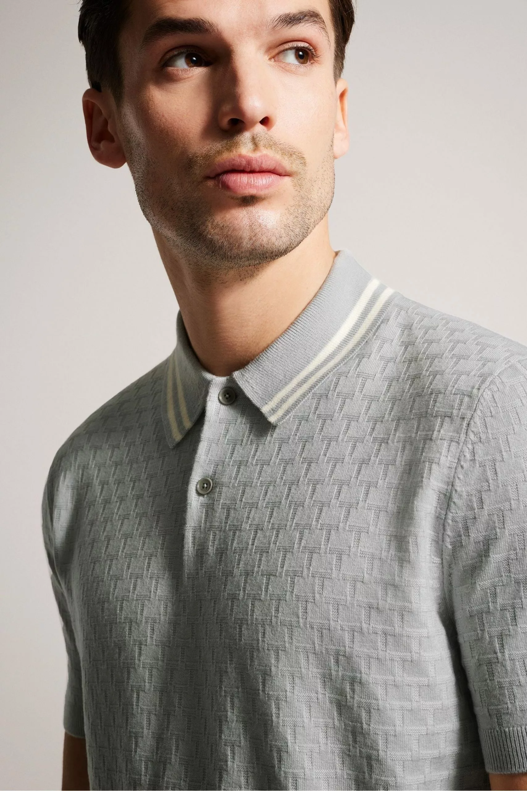 Ted Baker Mahana Light Grey Ss Regular T Stitched Polo Shirt - Image 4