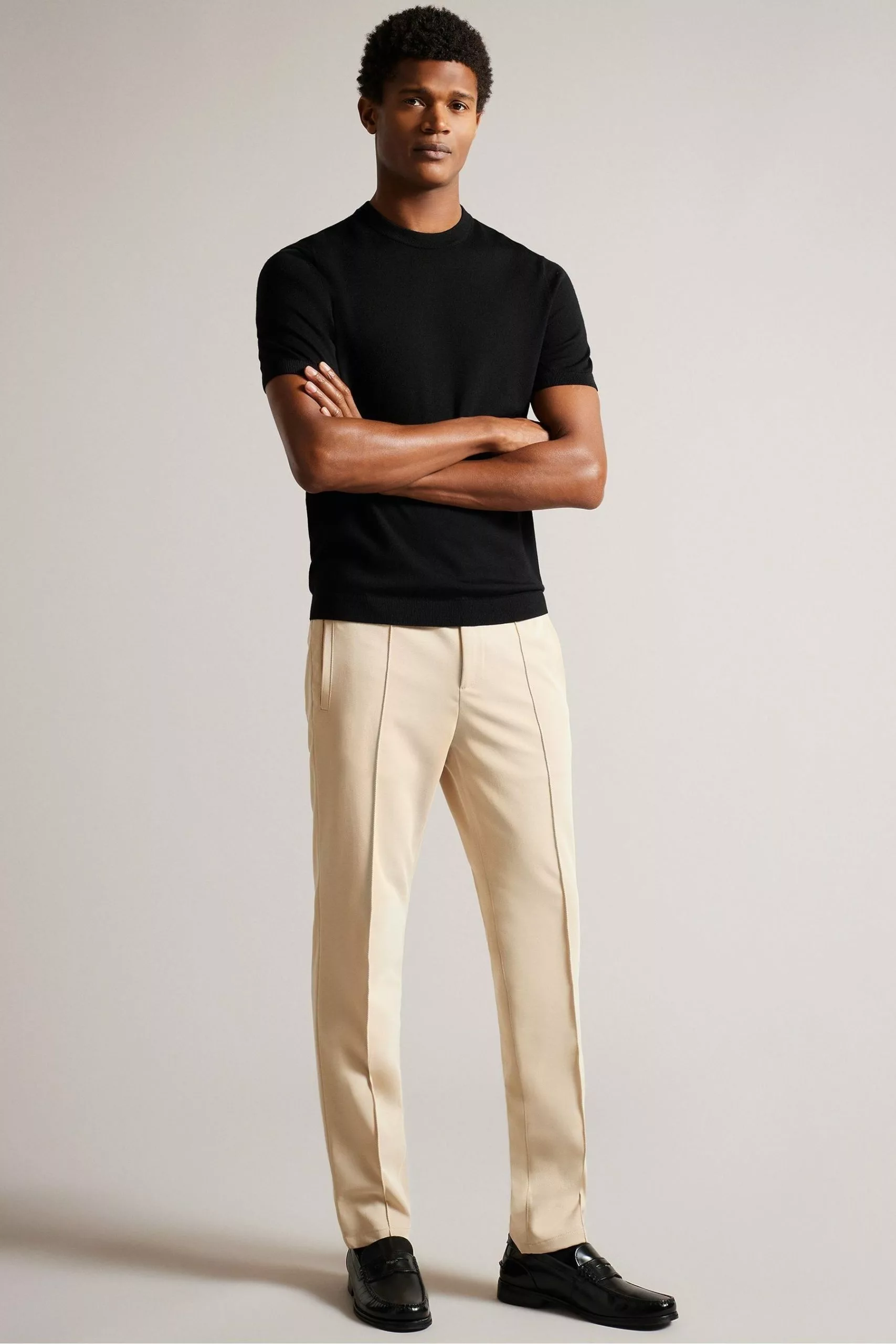 Ted Baker Senti Short Sleeved Knitted Plain Black T-Shirt - Image 3