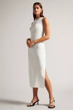 Ted Baker Polyan Stitch Detailed Bodycon White Dress