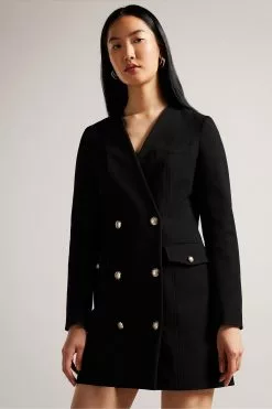 Ted Baker Calihad Double Breasted V-Neck Black Tuxedo Dress