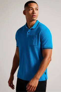 Ted Baker Blue Short Sleeves Regular Polo Shirt With T-Pocket