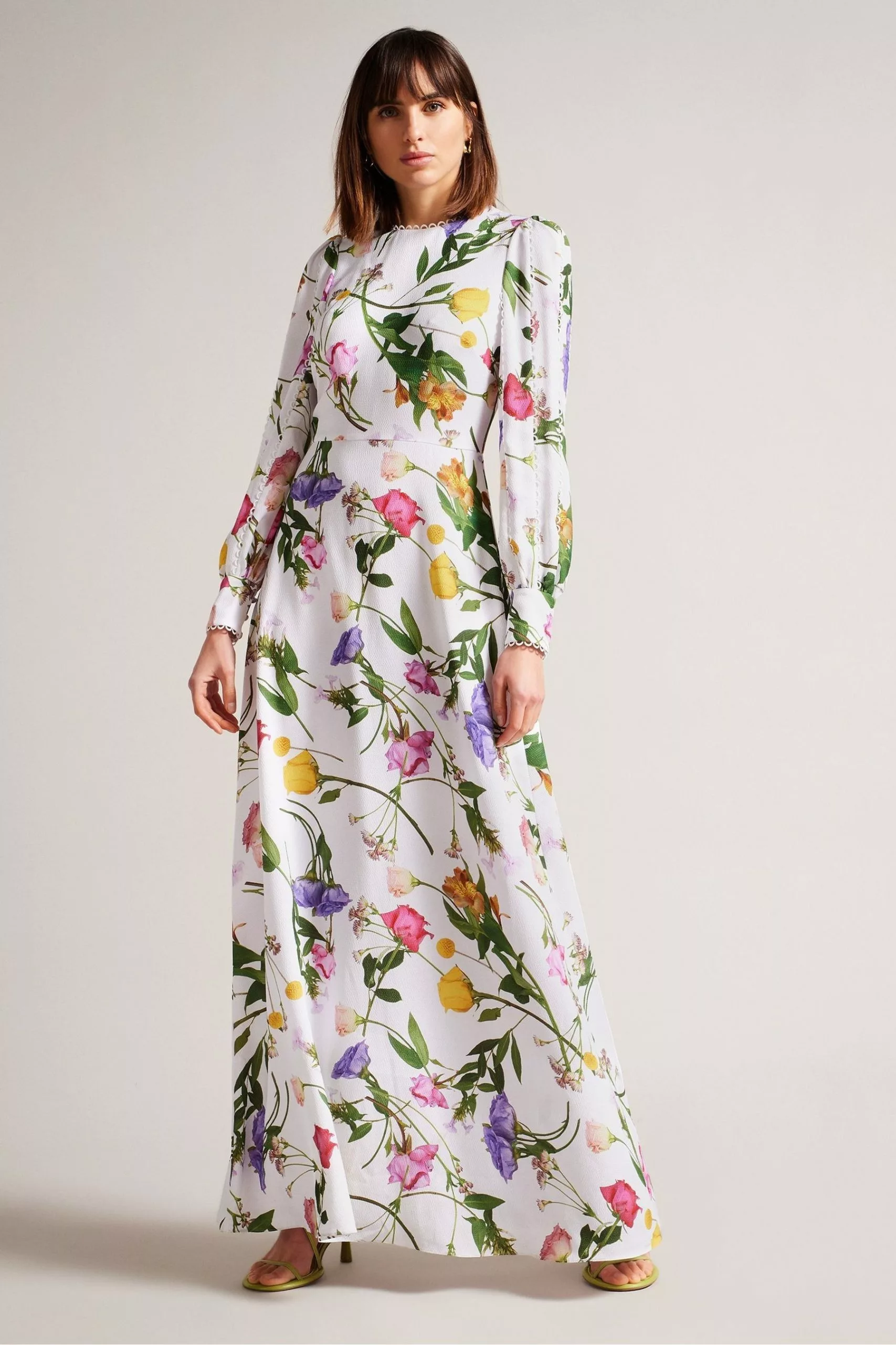 Ted Baker Marggoh Blouson Sleeve White Maxi Dress
