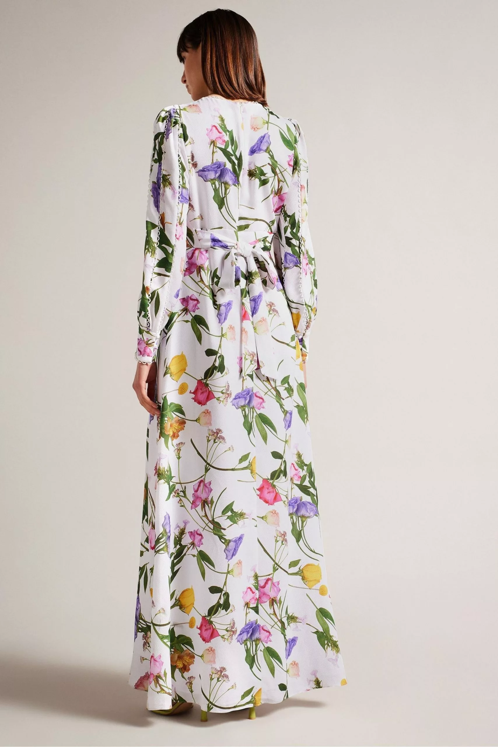Ted Baker Marggoh Blouson Sleeve White Maxi Dress - Image 2