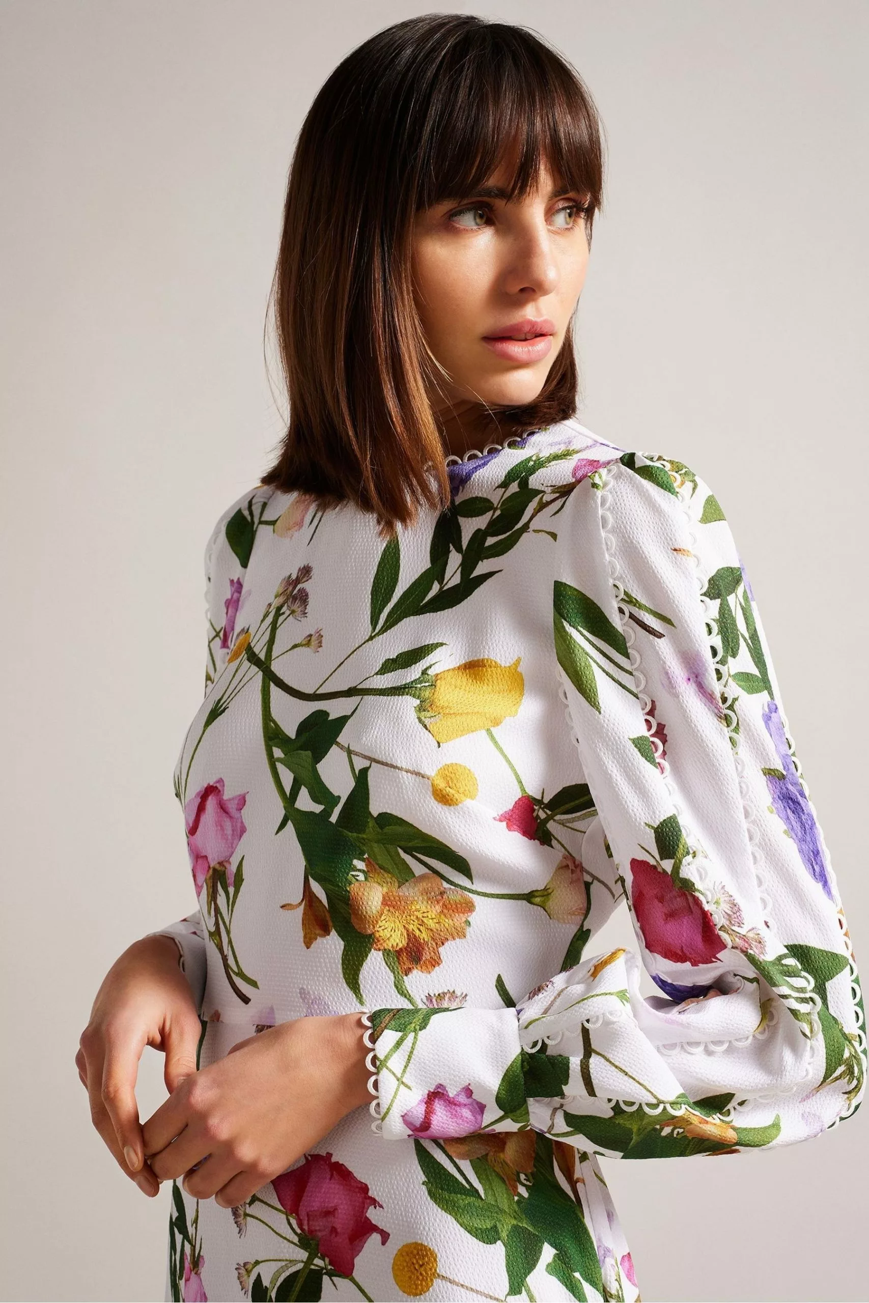 Ted Baker Marggoh Blouson Sleeve White Maxi Dress - Image 3