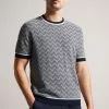 Ted Baker Navy Blue Nudla Zig Zag Stitched Knitted T-Shirt