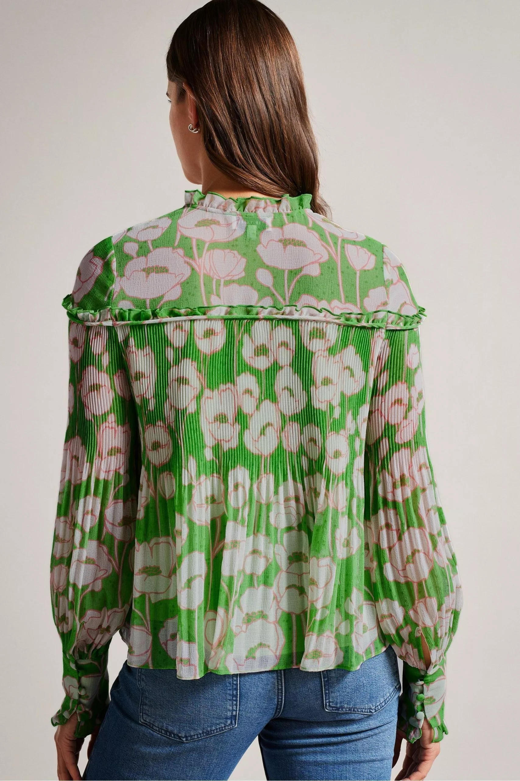 Ted Baker Green Ellerie Blouson Sleeve Swing Blouse - Image 2