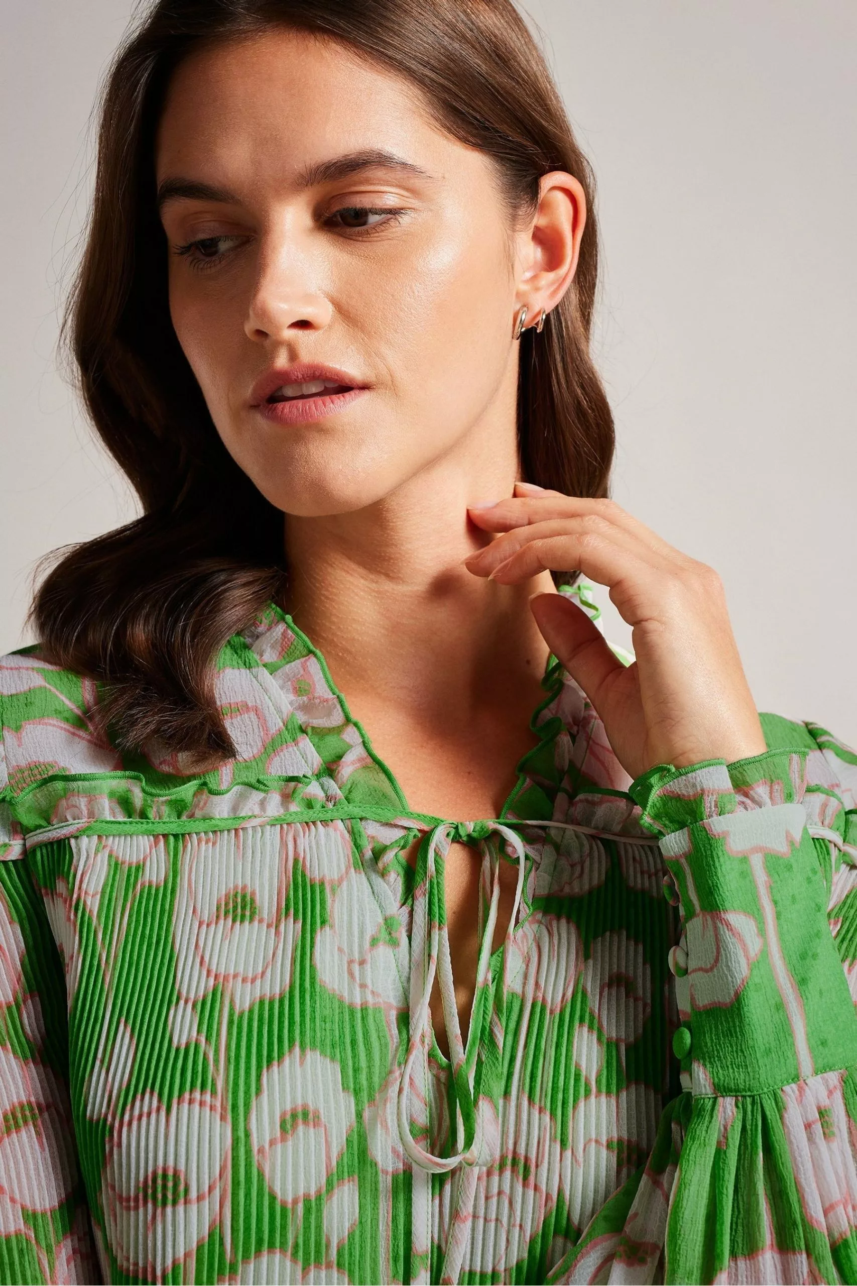 Ted Baker Green Ellerie Blouson Sleeve Swing Blouse - Image 3