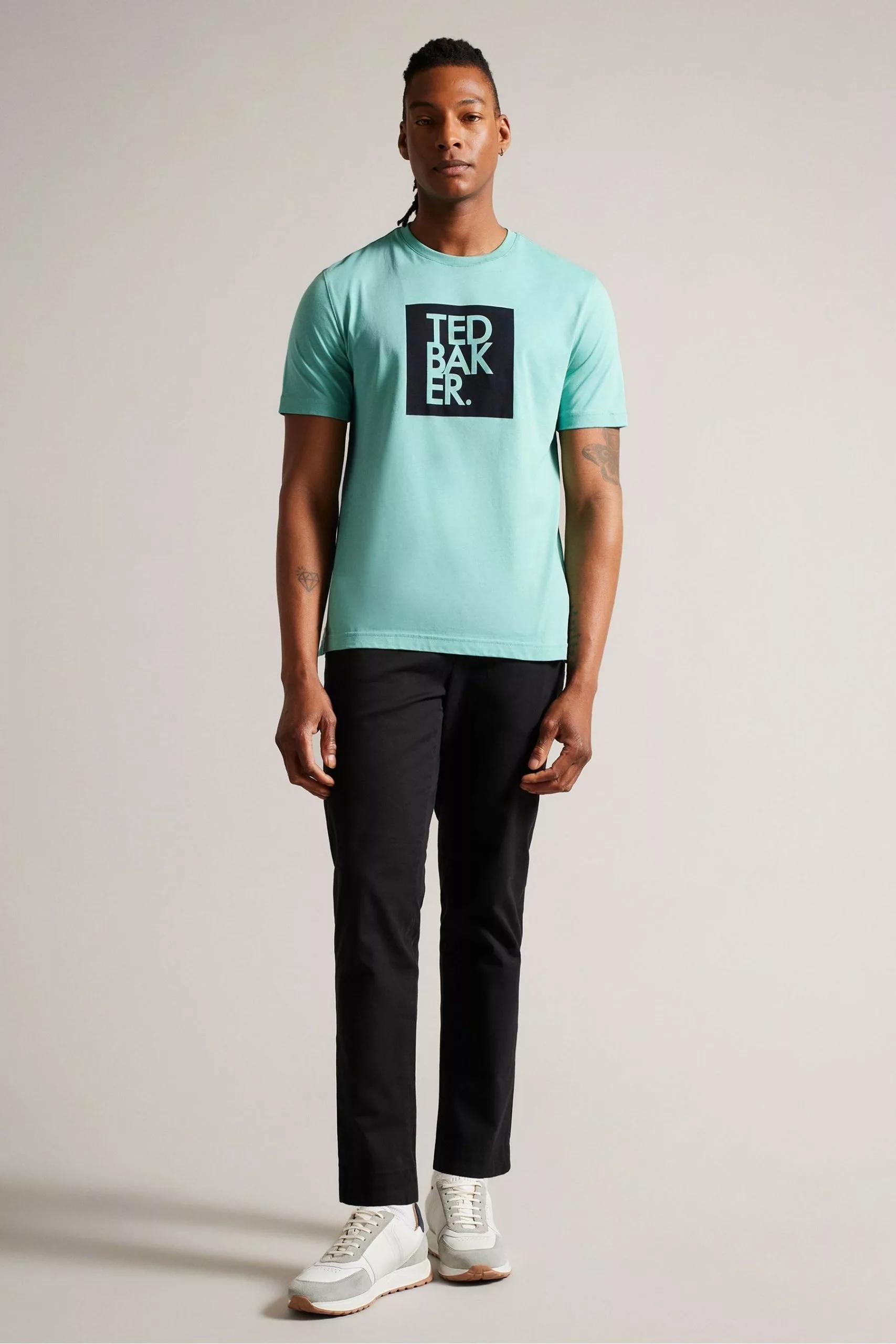 Ted Baker Green Rofata Short Sleeved Square Branded T-Shirt - Image 3