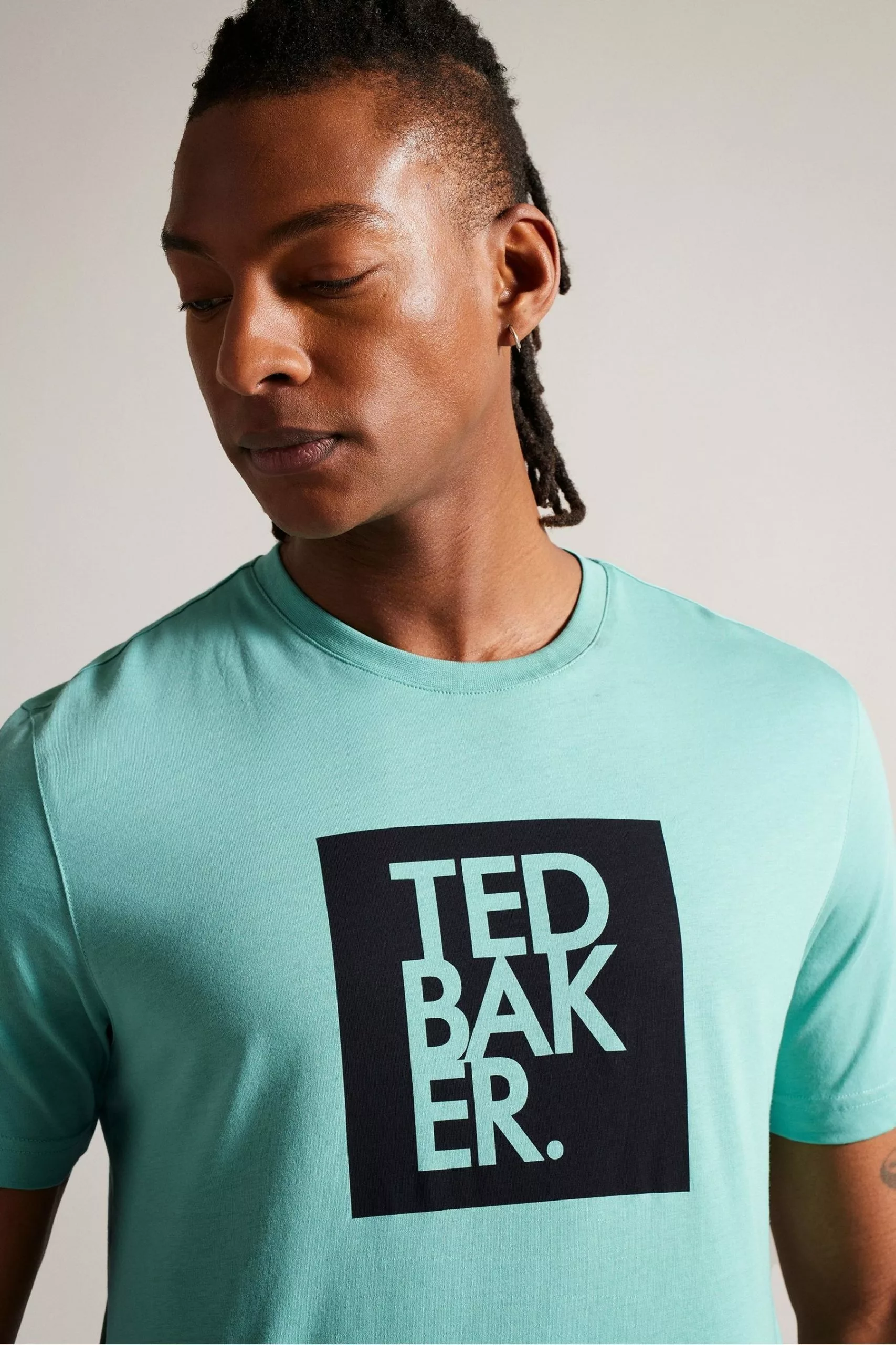 Ted Baker Green Rofata Short Sleeved Square Branded T-Shirt - Image 4