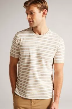Ted Baker Brown Vadell Short Sleeved Regular Fit Striped T-Shirt