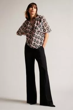 Ted Baker Pink Harlynn Split Sleeve Top With Neck Tie