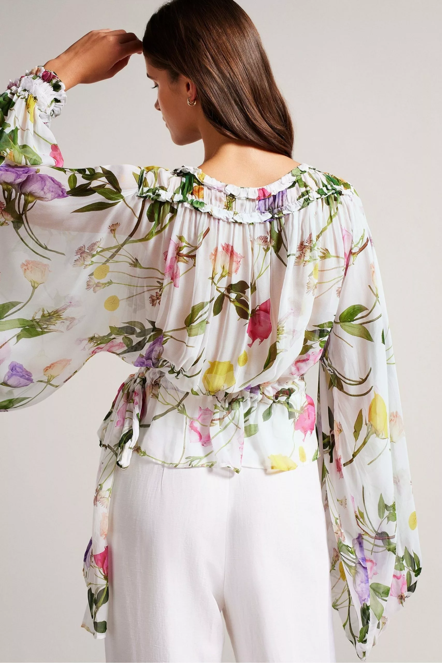 Ted Baker Hewette White Printed Blouse With Functional Waist Tie - Image 2