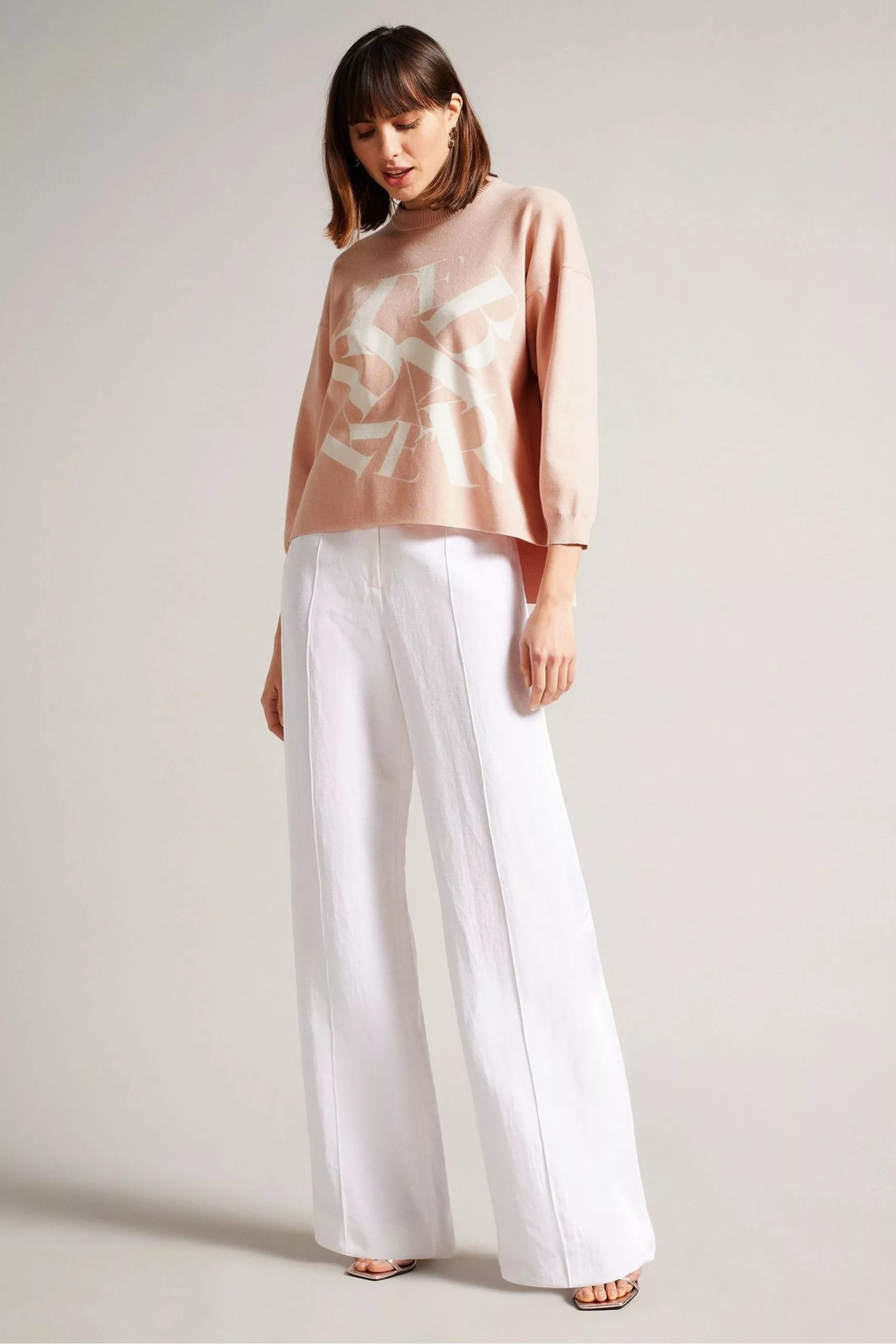 Ted Baker Pink Elssiaa Branded Jacquard Knit Top - Image 2